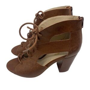 Seychelles Lace Up Open Toe Bootie Brown